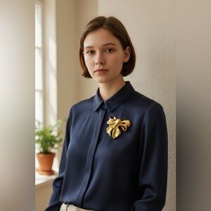 Vintage Ribbon Bow Gold Tone Brooch by Park Lane